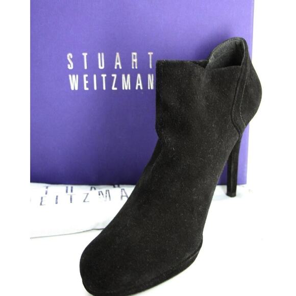 Stuart Weitzman Black Suede Bluster High Heel Ankle Boots Size 10 NEW $395 - Picture 1 of 11
